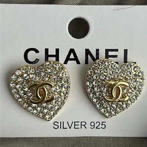 Gold Chanel heart earrings
